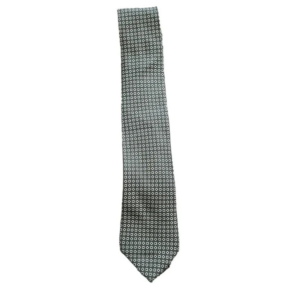 Tommy Hilfiger Green Geometric Silk Tie - Picture 1 of 3